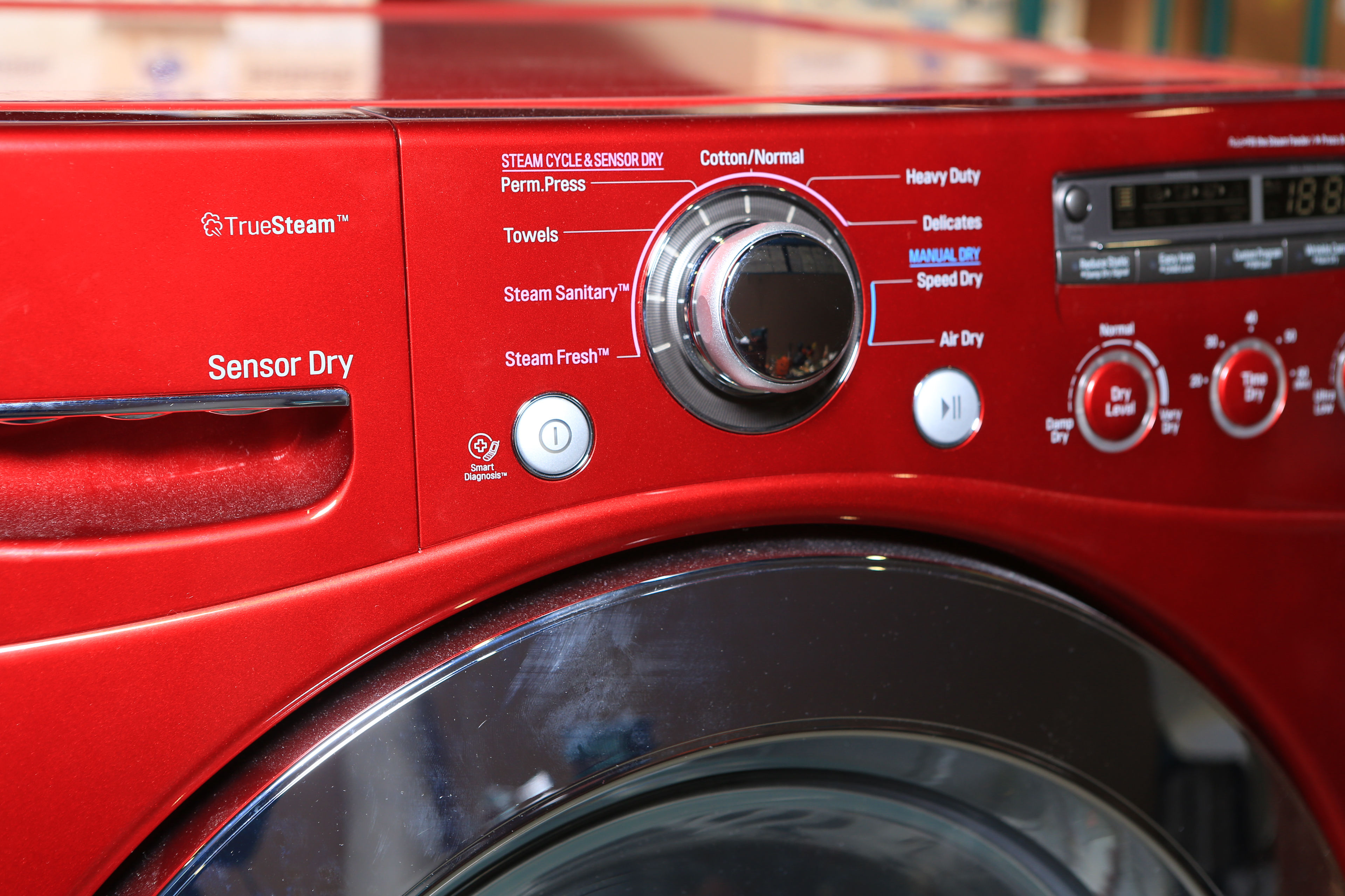 LG Sensor Dry Front Load Dryer in "Wild Cherry Red'