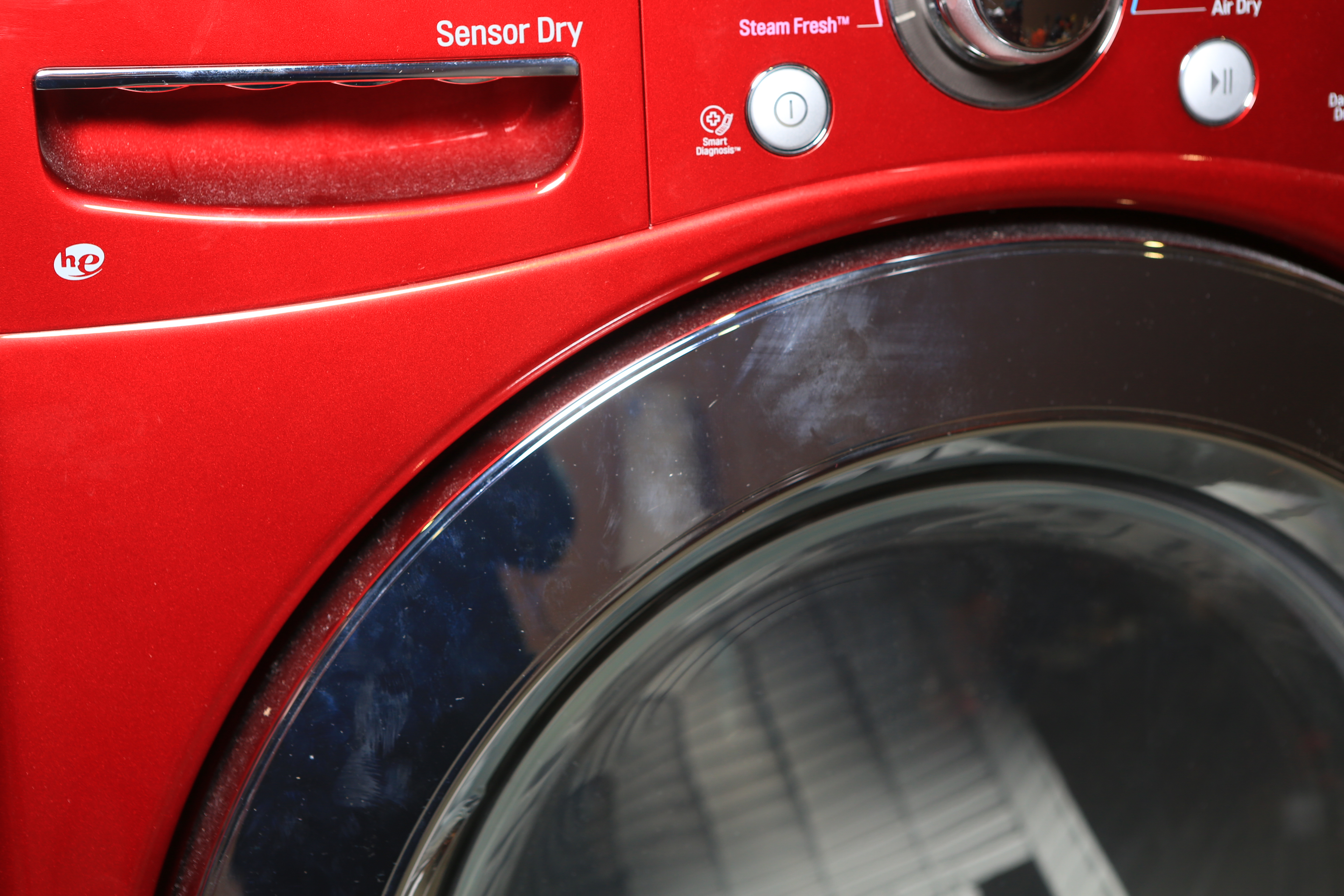 LG Sensor Dry Front Load Dryer in "Wild Cherry Red'