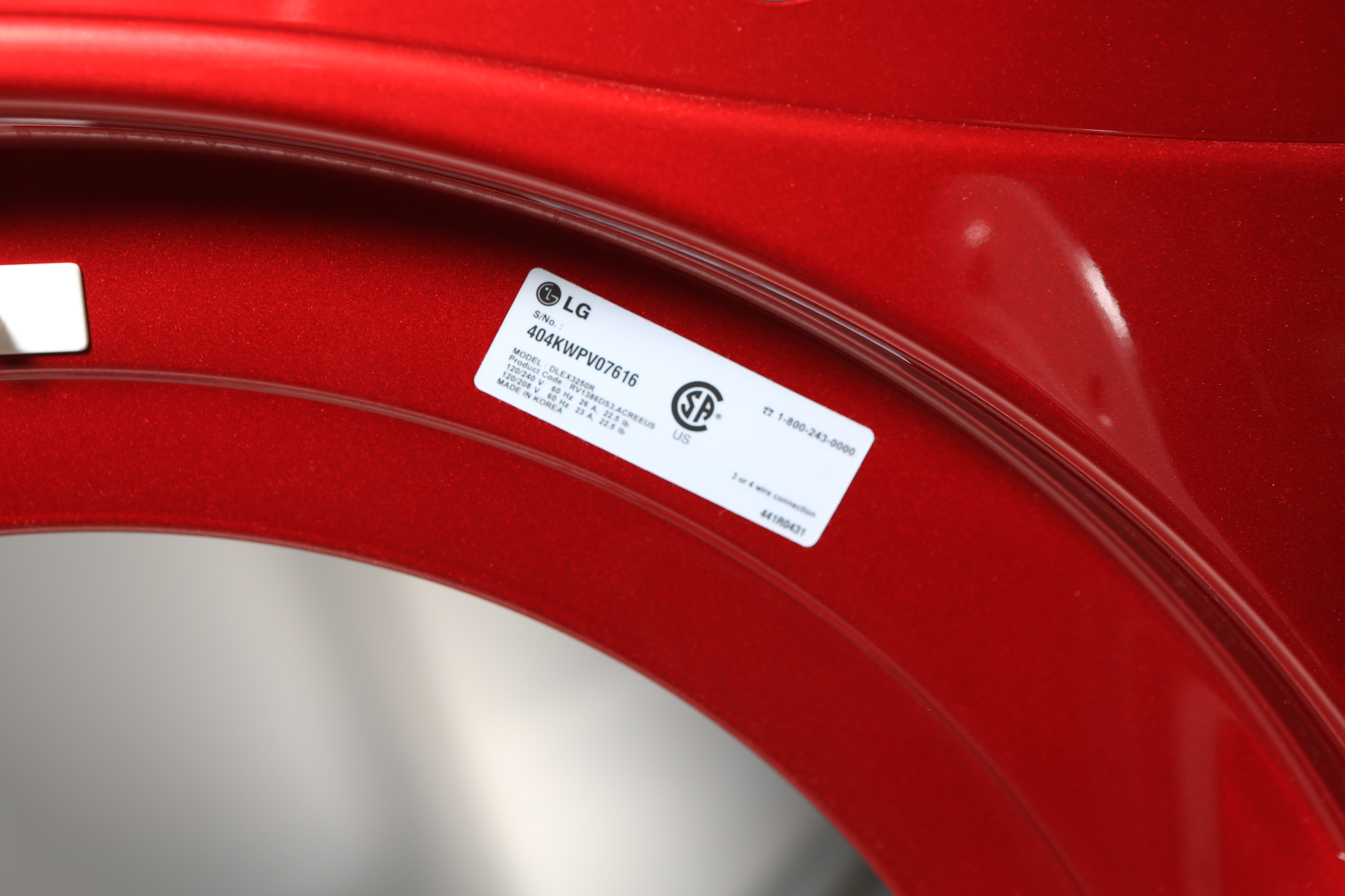 LG Sensor Dry Front Load Dryer in "Wild Cherry Red'