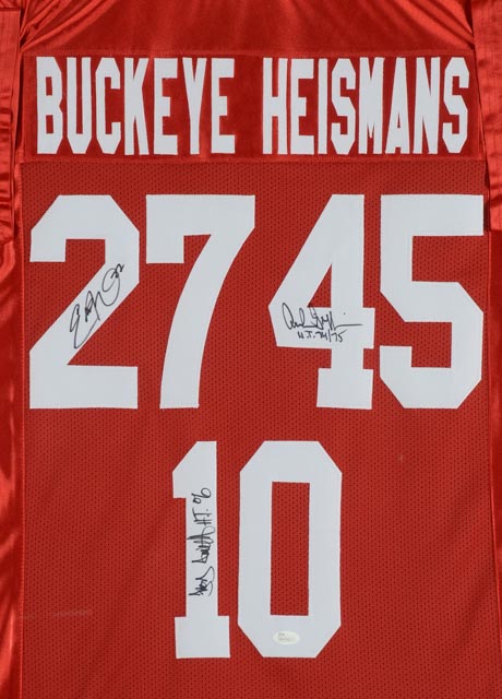 Three Heisman Trophy Winners Signed Ohio State Jersey  COA