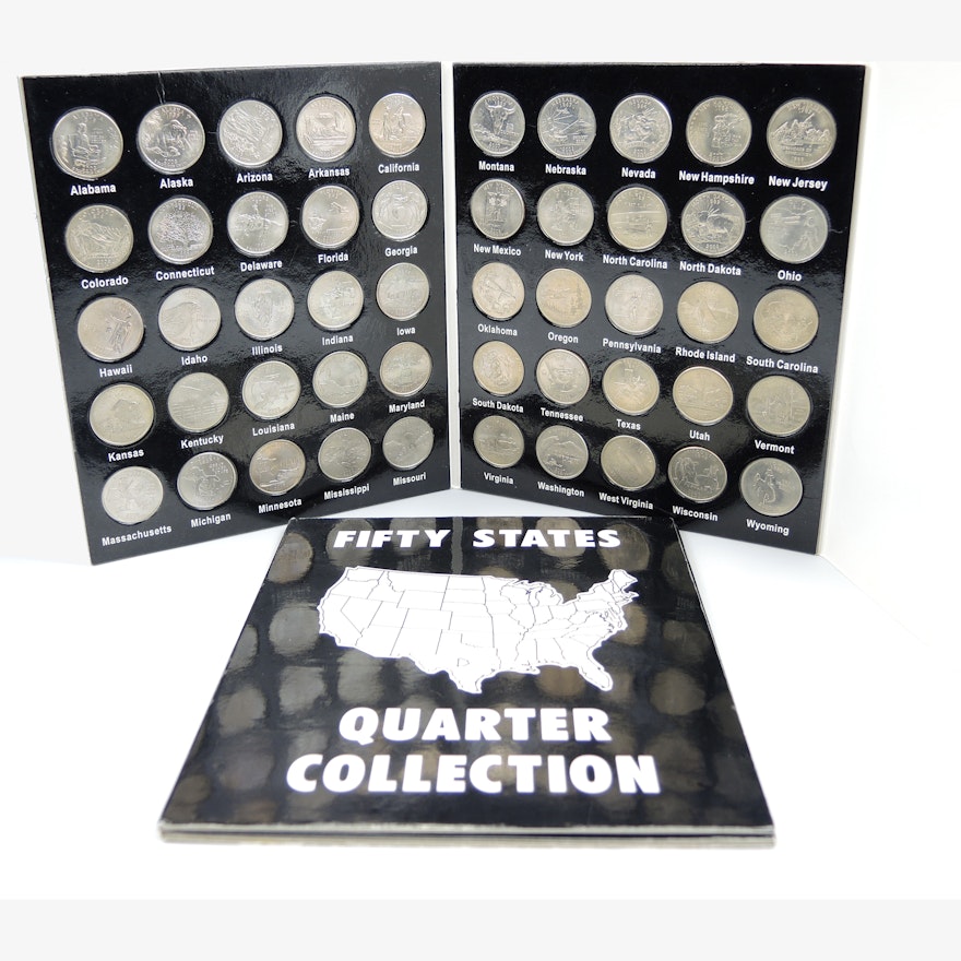 U.S. Fifty States Quarter Coin Collection with Binders