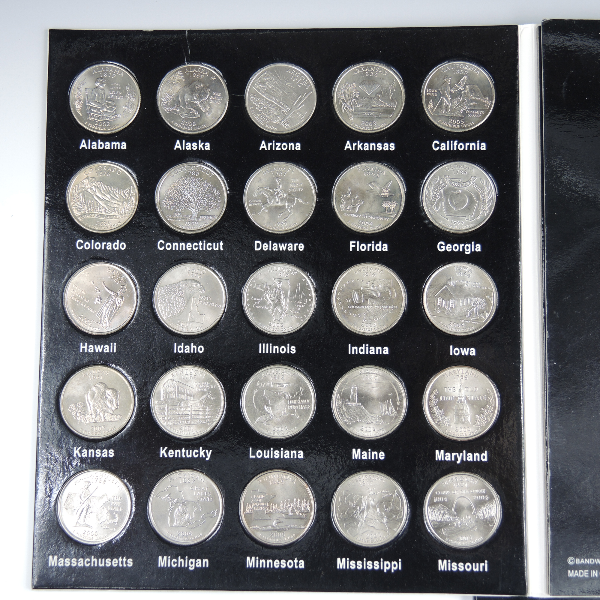 U.S. Fifty States Quarter Coin Collection with Binders