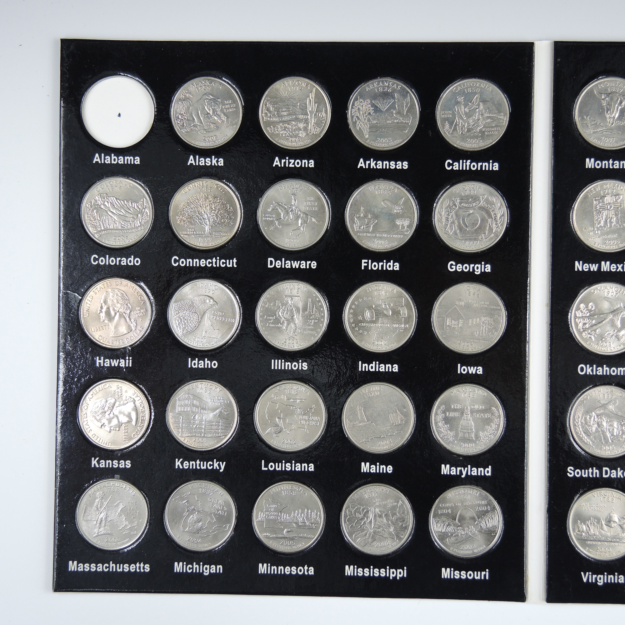 U.S. Fifty States Quarter Coin Collection with Binders
