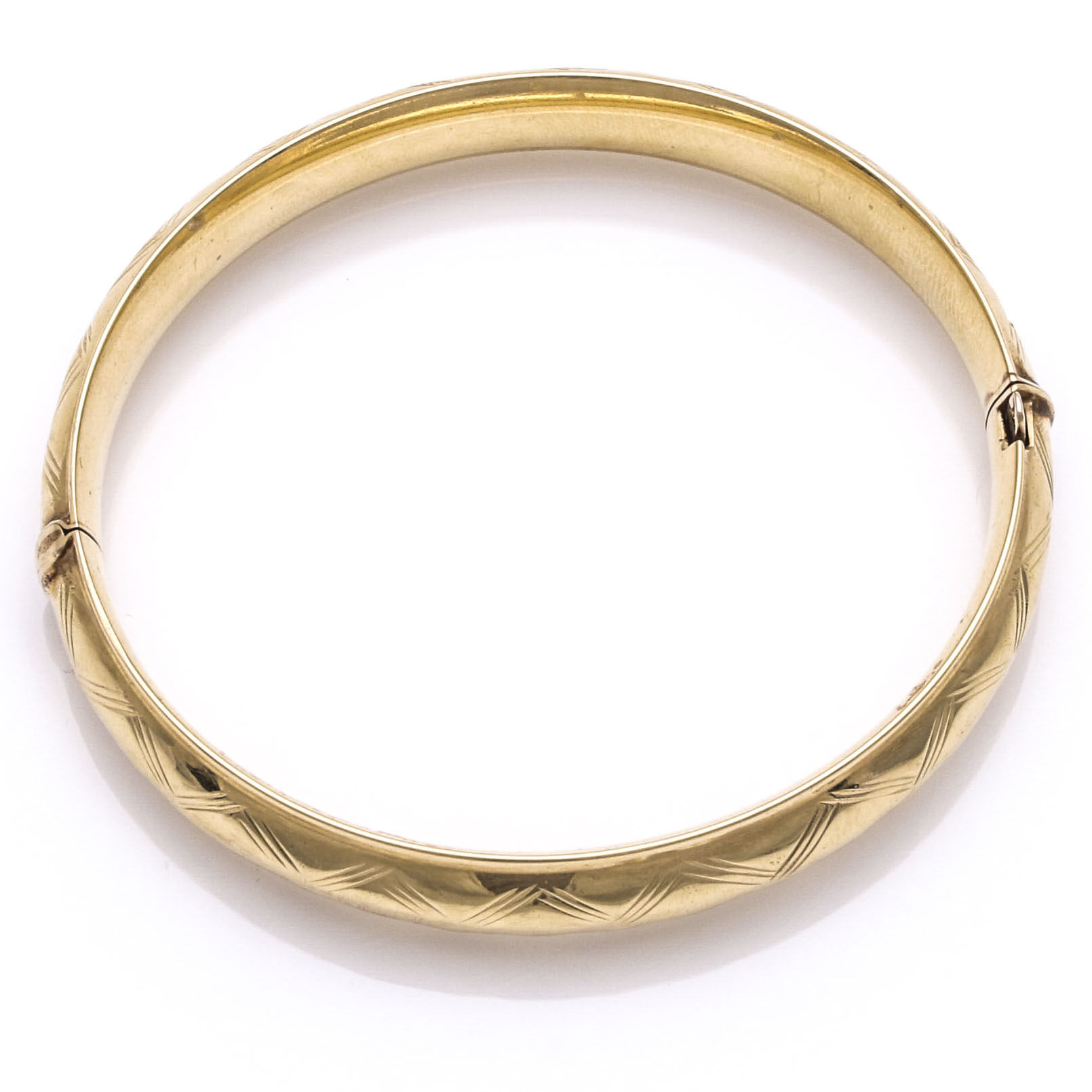 14K Hinged Diamond-Motif Bangle Bracelet