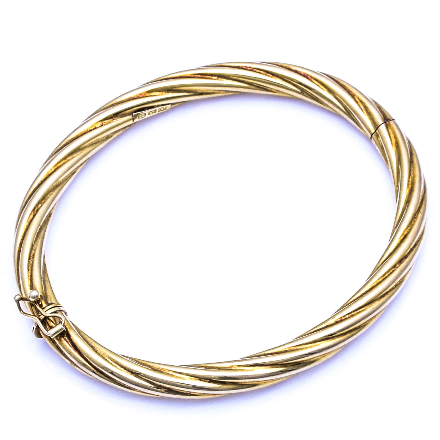 14K Yellow Gold Twisted Rope Bangle by Unoaerre