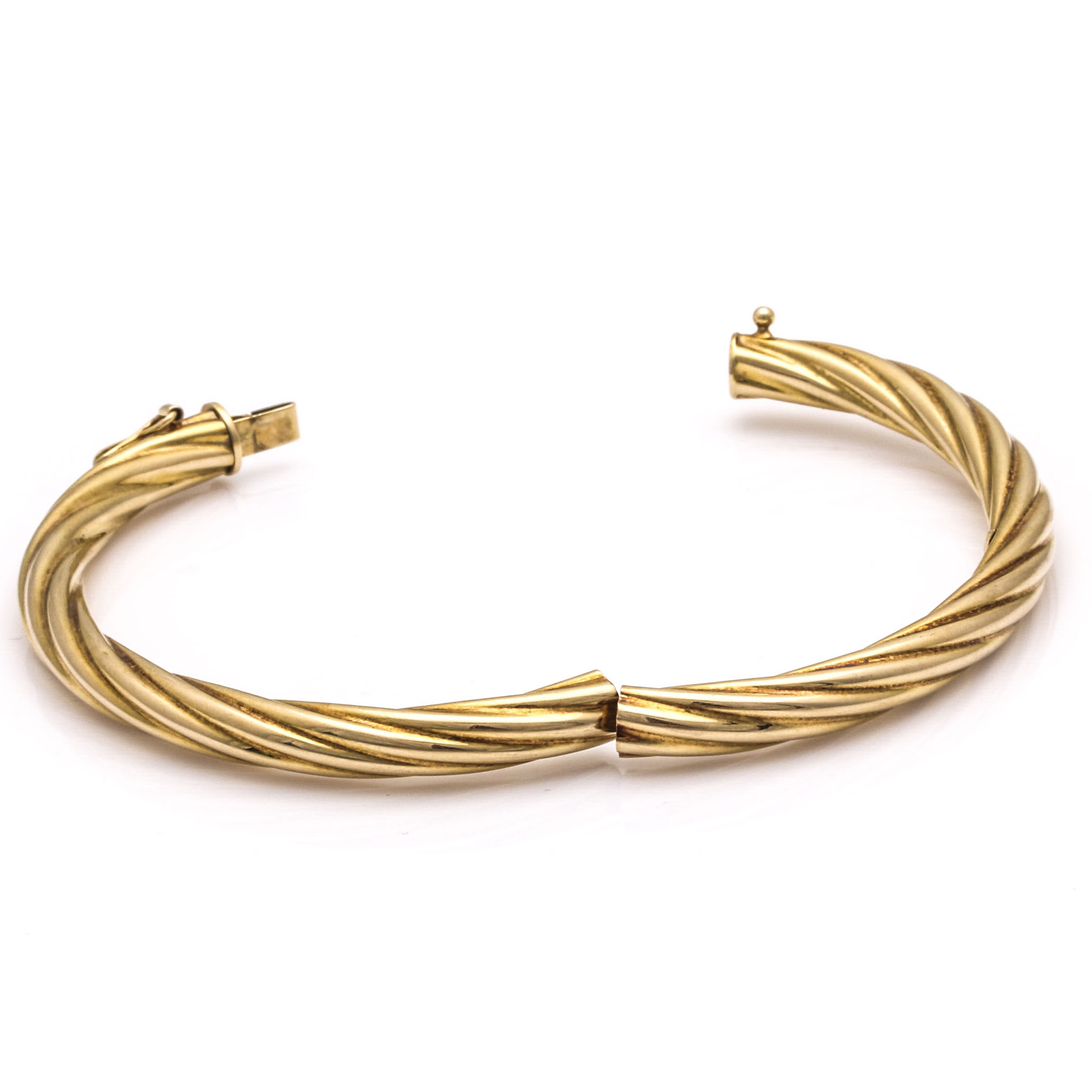 14K Yellow Gold Twisted Rope Bangle by Unoaerre