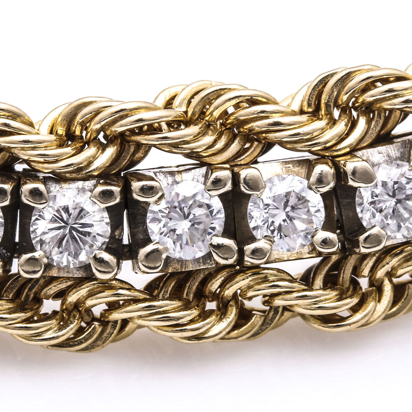 14K Yellow Gold Rope 4.50 CTW Diamond Bracelet
