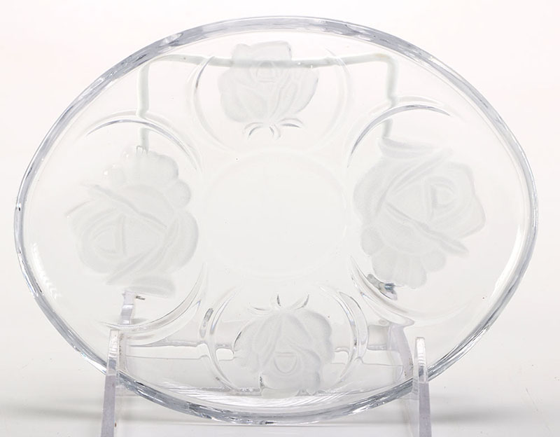 Vintage Etched Glass Luncheon Tray Set