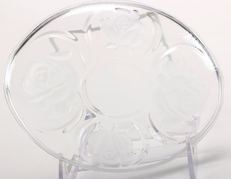 Vintage Etched Glass Luncheon Tray Set