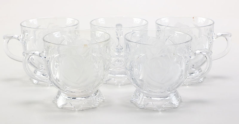 Vintage Etched Glass Luncheon Tray Set