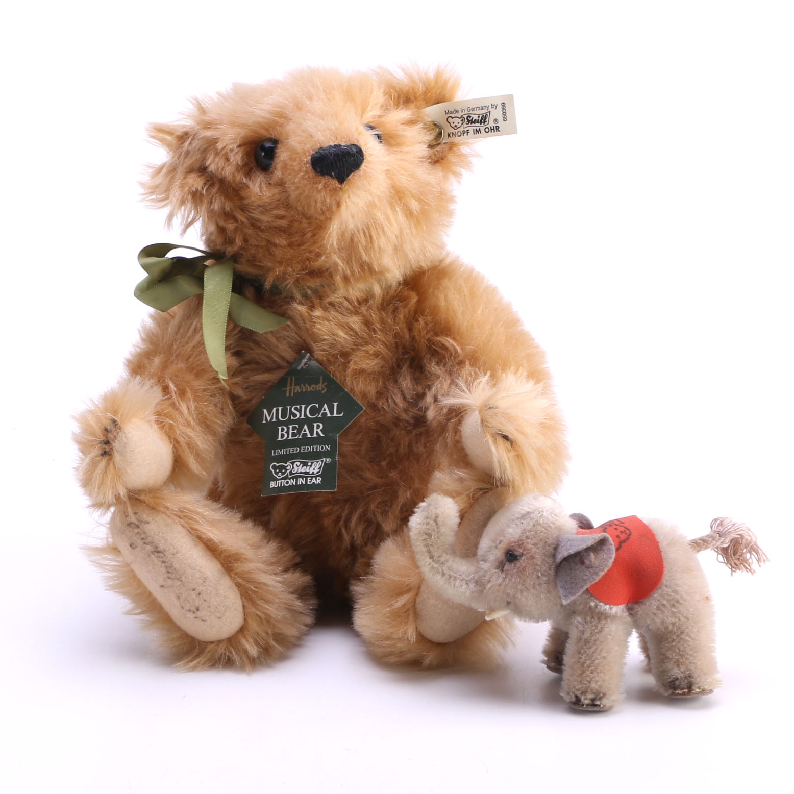Steiff Limited Edition Harrods Musical Bear with Mini Elephant
