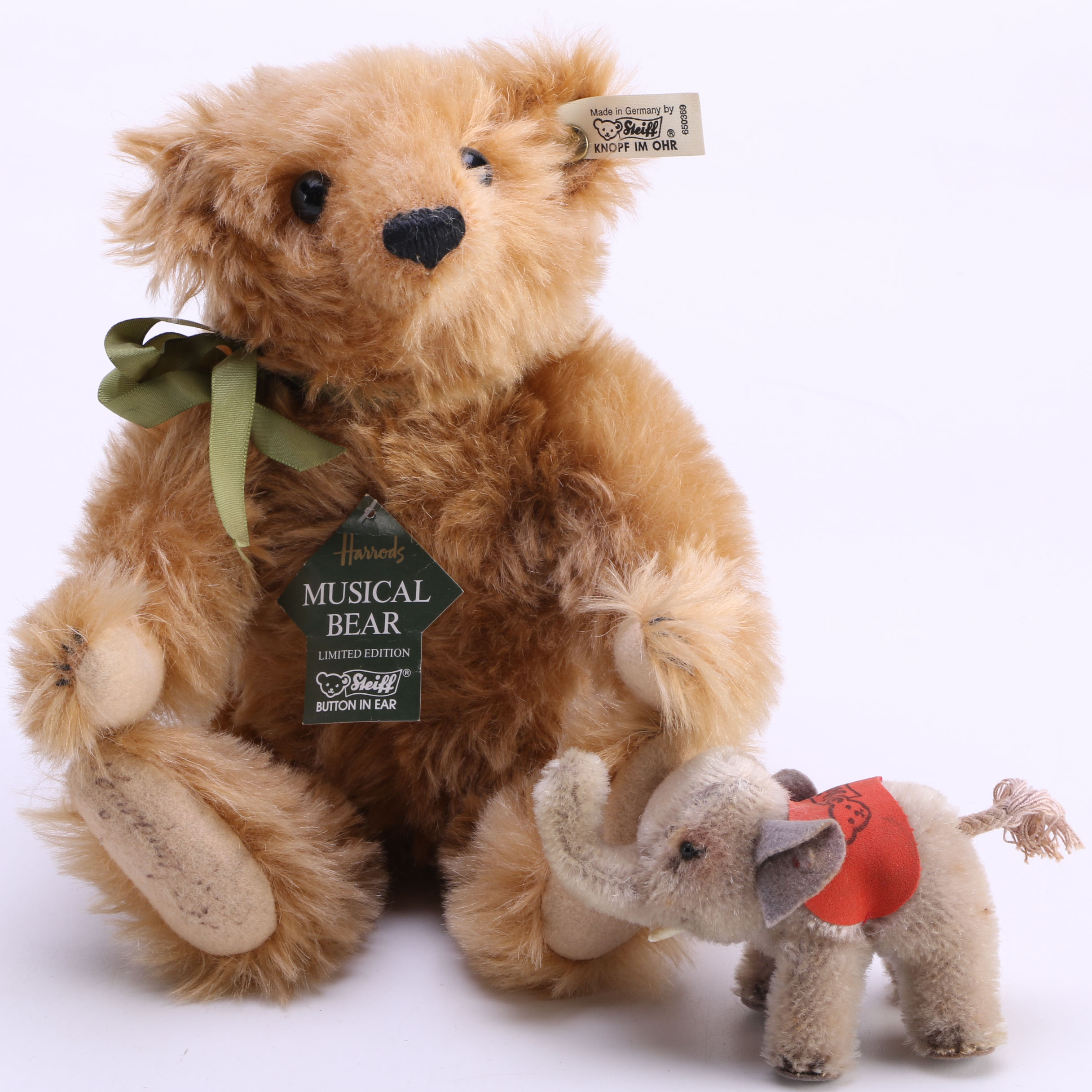 Steiff Limited Edition Harrods Musical Bear with Mini Elephant