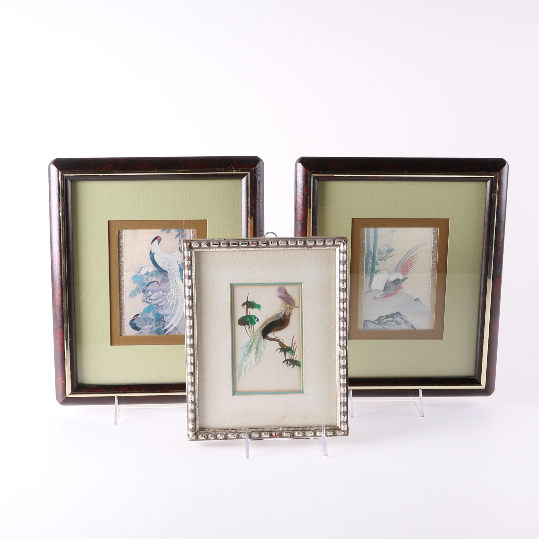 Group of Vintage Offset Lithographs of Birds and a Mixed Media Piece