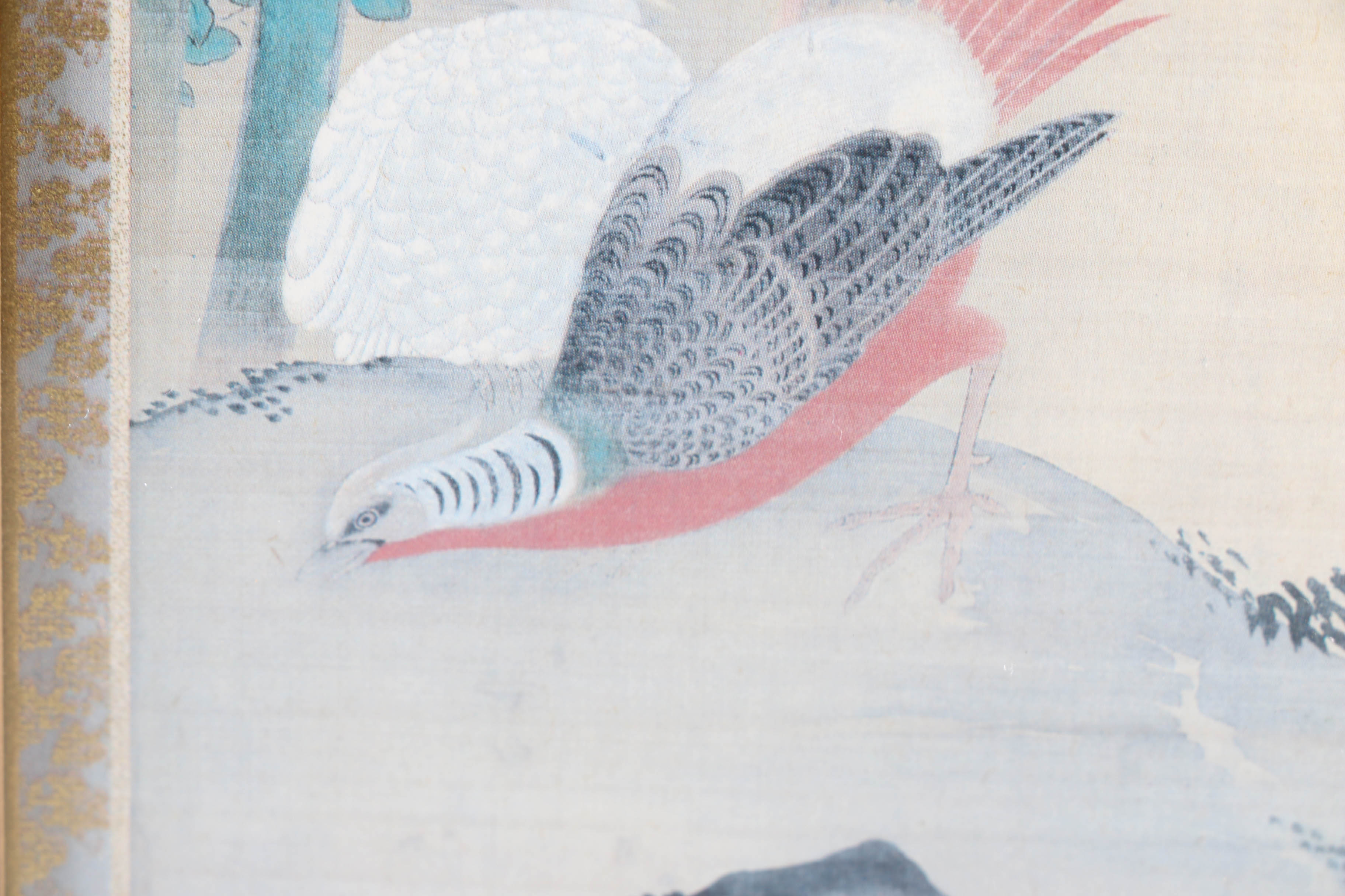 Group of Vintage Offset Lithographs of Birds and a Mixed Media Piece