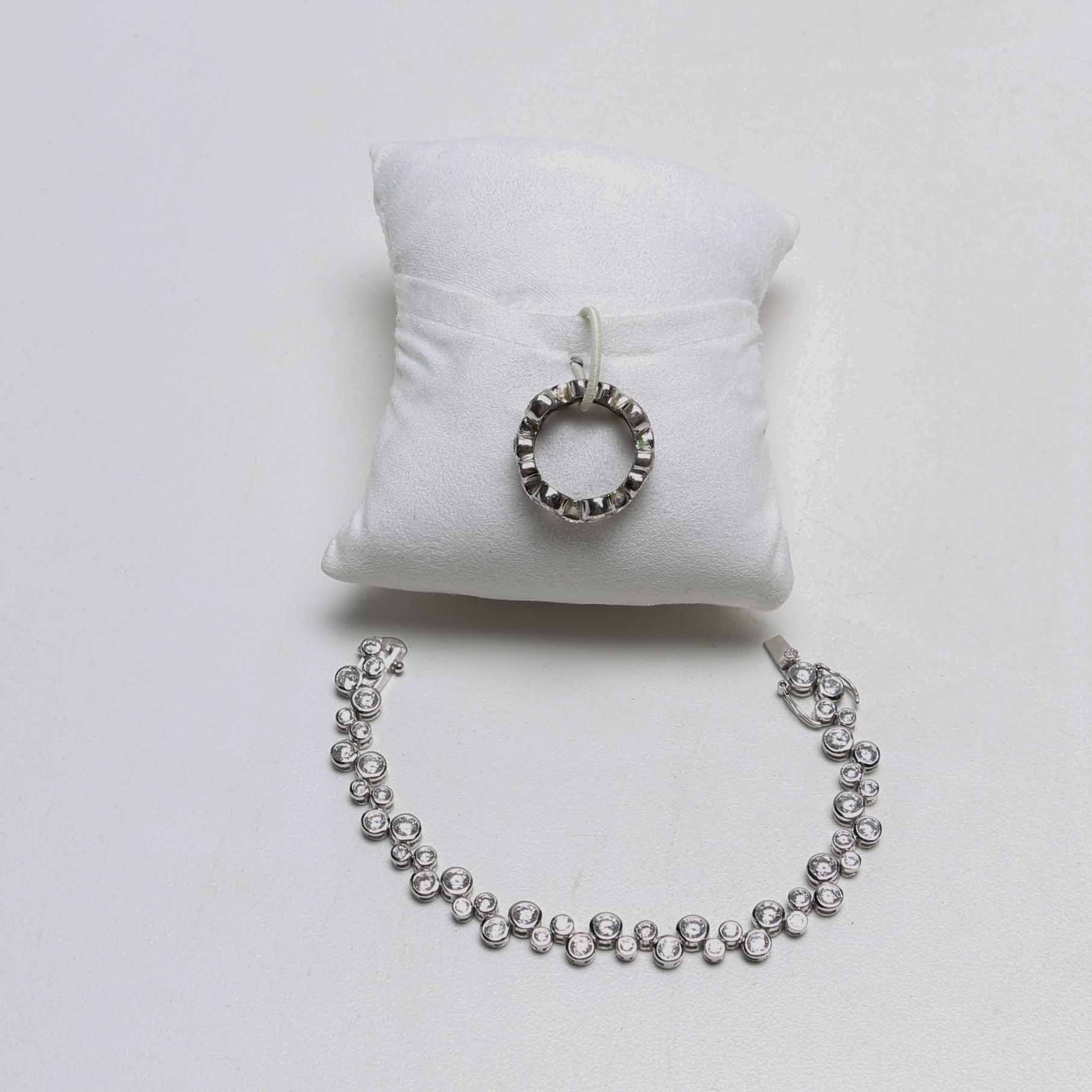 Sterling Silver Cubic Zirconium Ring and Bracelet Set