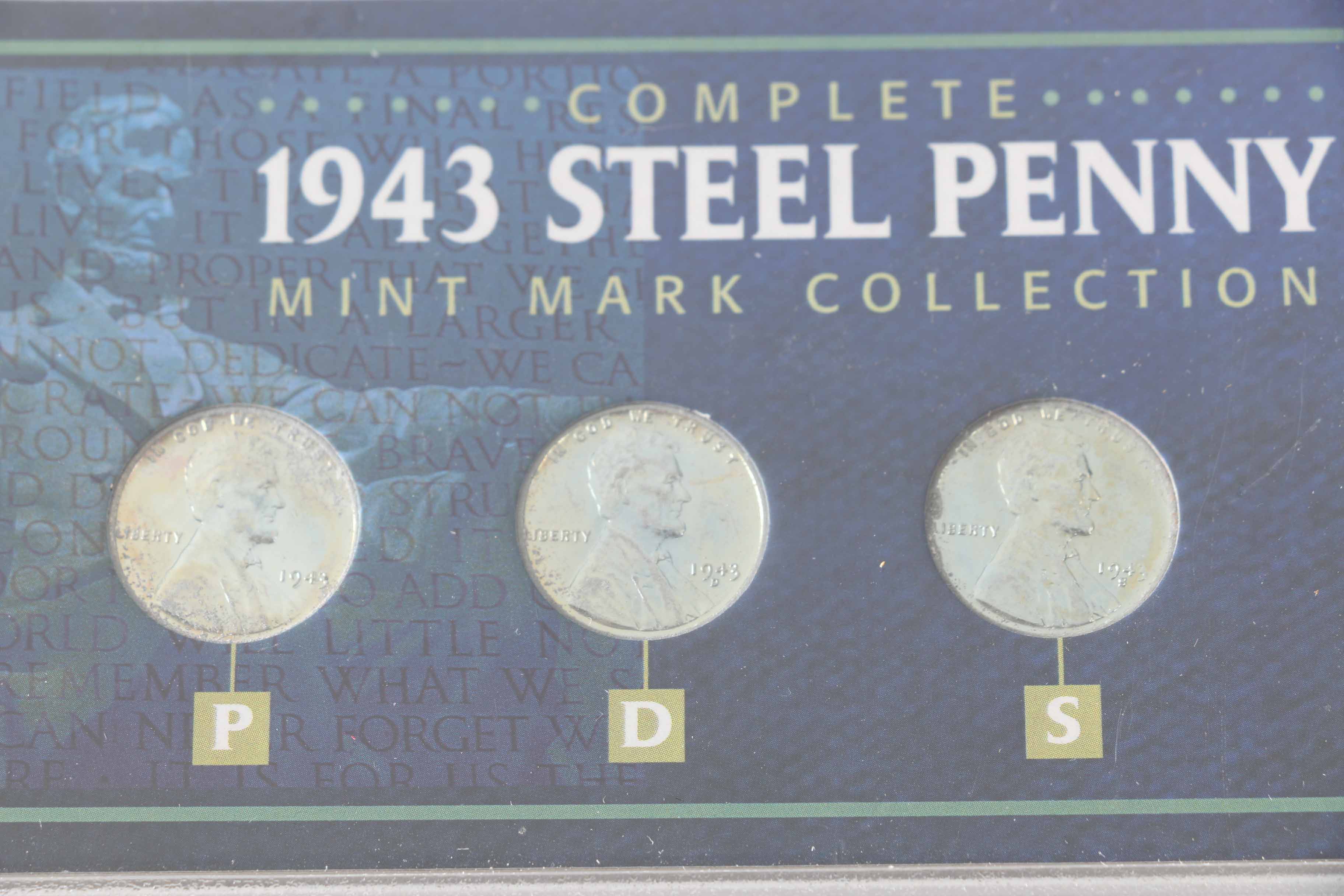 Complete 1943 Steel Penny Mint Mark Collection