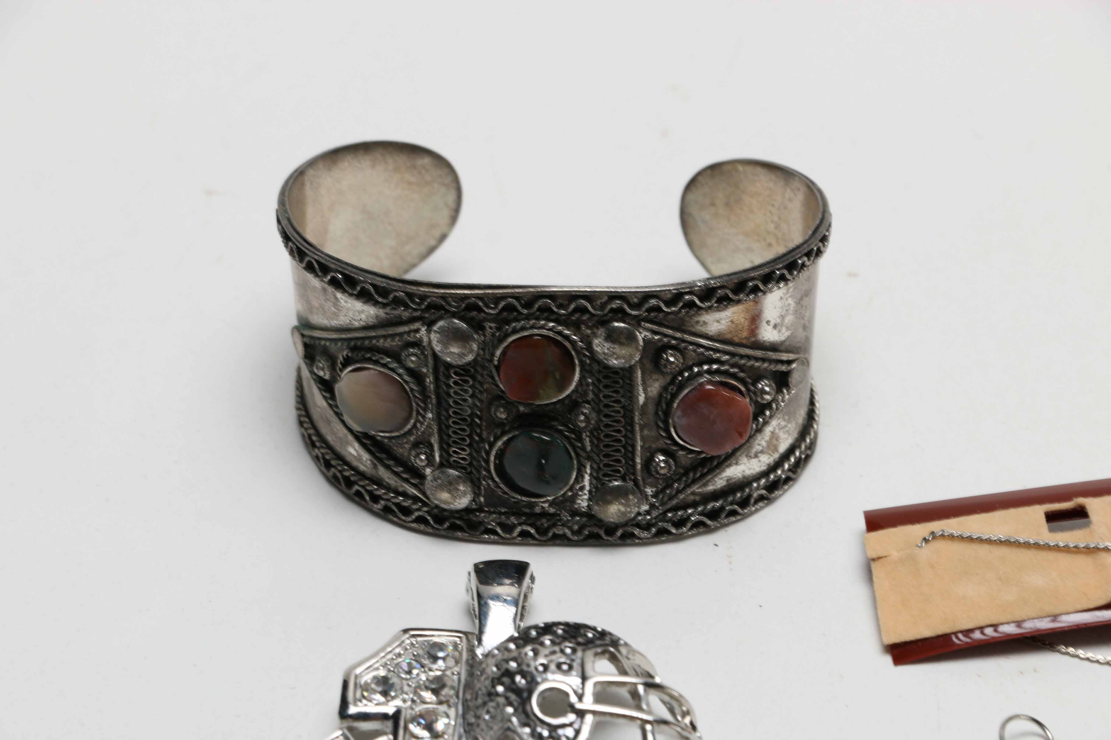 Collection of Silver Tone Costume Jewelry