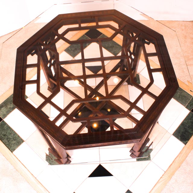 Drexel Contemporary Chinese Chippendale Glass Top Dinette Table