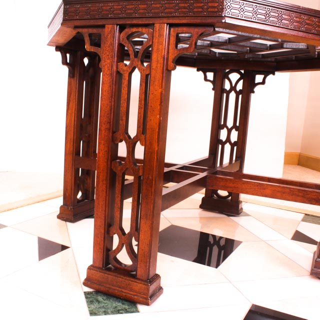 Drexel Contemporary Chinese Chippendale Glass Top Dinette Table