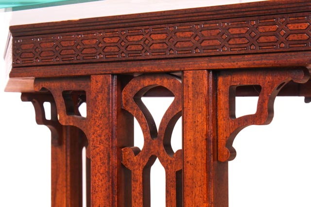 Drexel Contemporary Chinese Chippendale Glass Top Dinette Table