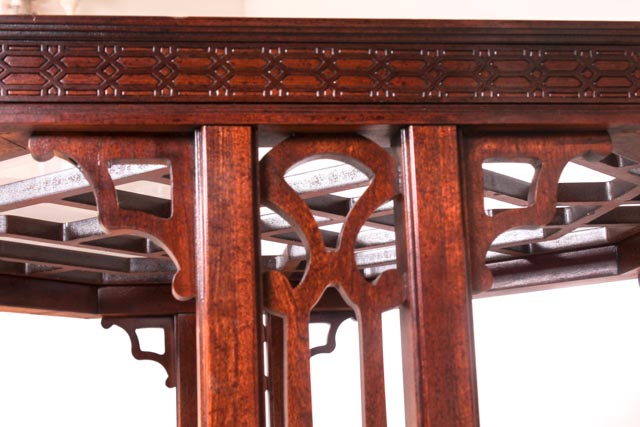 Drexel Contemporary Chinese Chippendale Glass Top Dinette Table