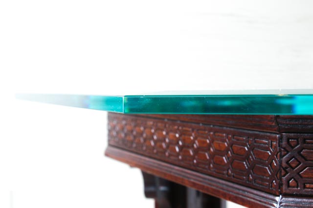 Drexel Contemporary Chinese Chippendale Glass Top Dinette Table