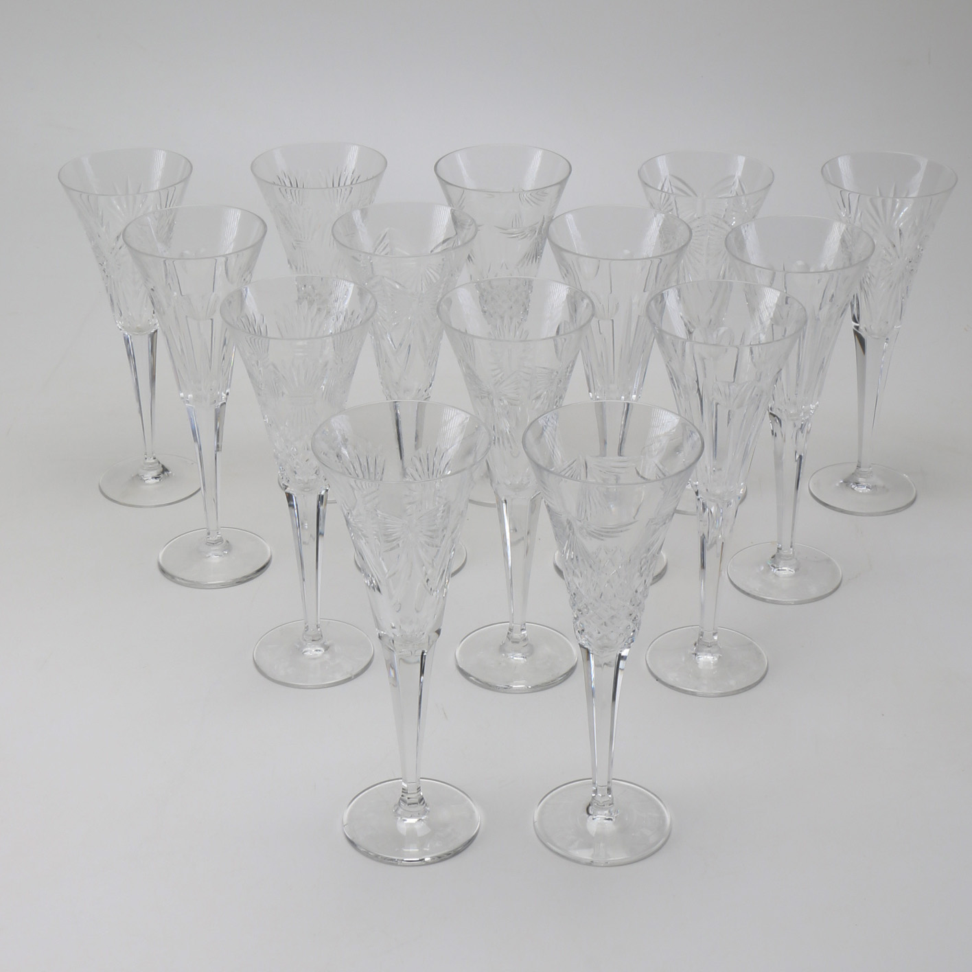 Group of Waterford Crystal "Millennium" Flute Glasses