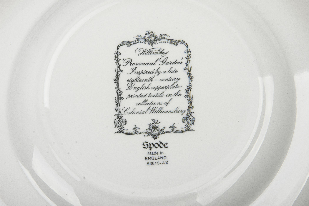 Spode English China "Williamsburg Provincial Garden"