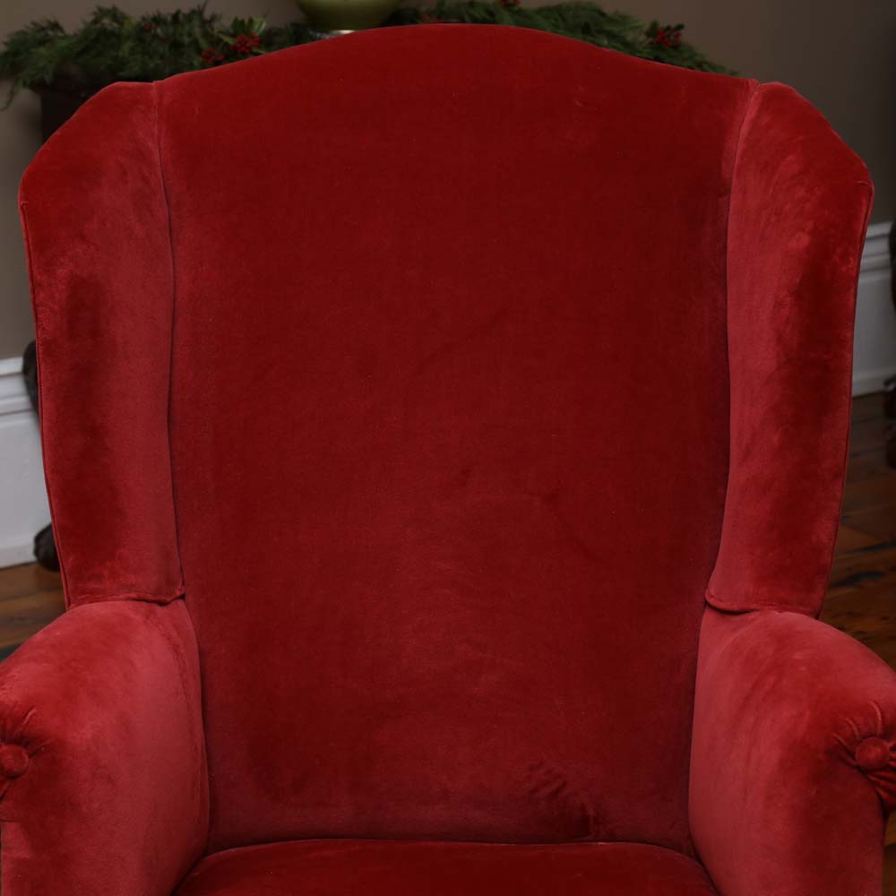 Ladies' Red Velvet Wingback Chair