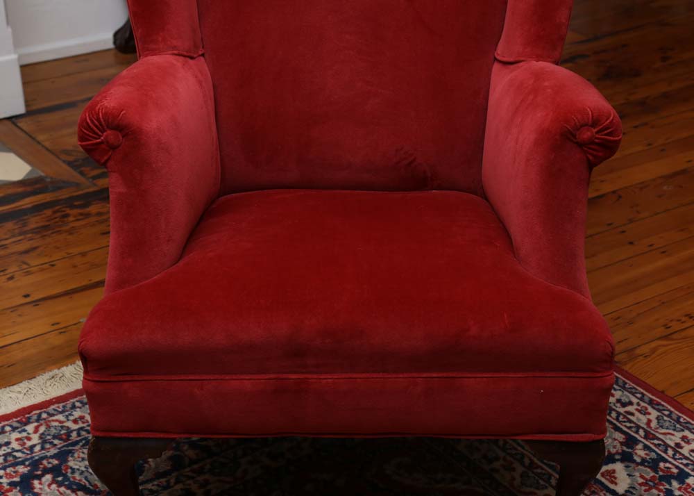 Ladies' Red Velvet Wingback Chair
