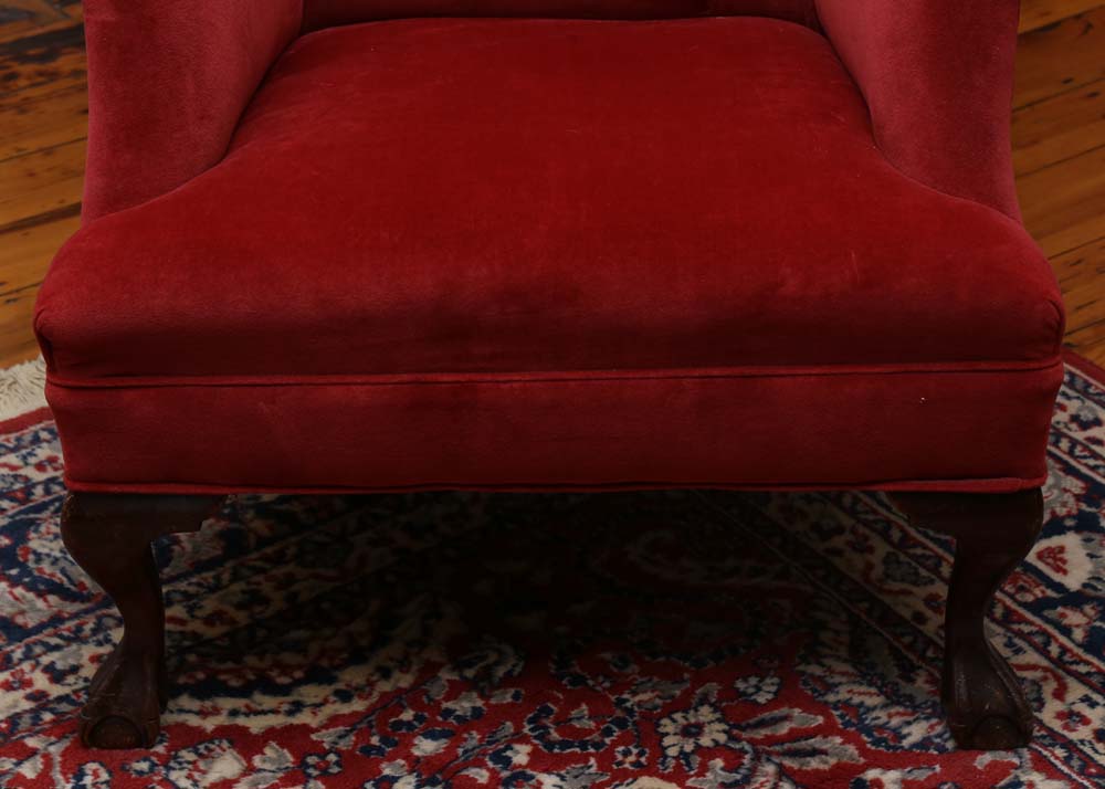 Ladies' Red Velvet Wingback Chair