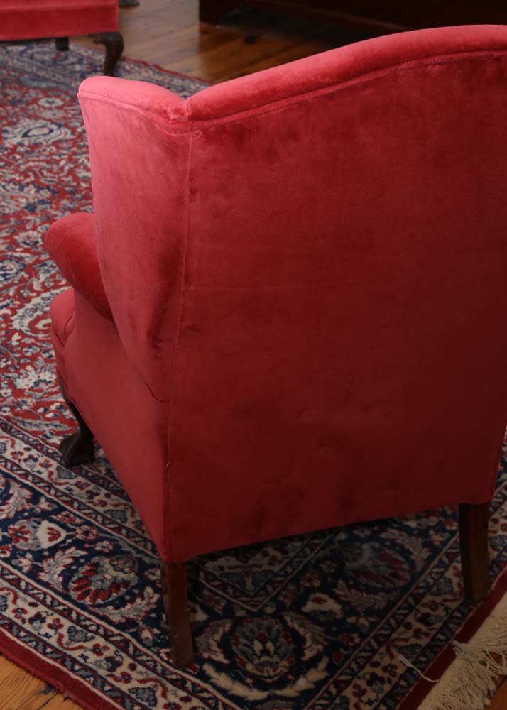 Ladies' Red Velvet Wingback Chair