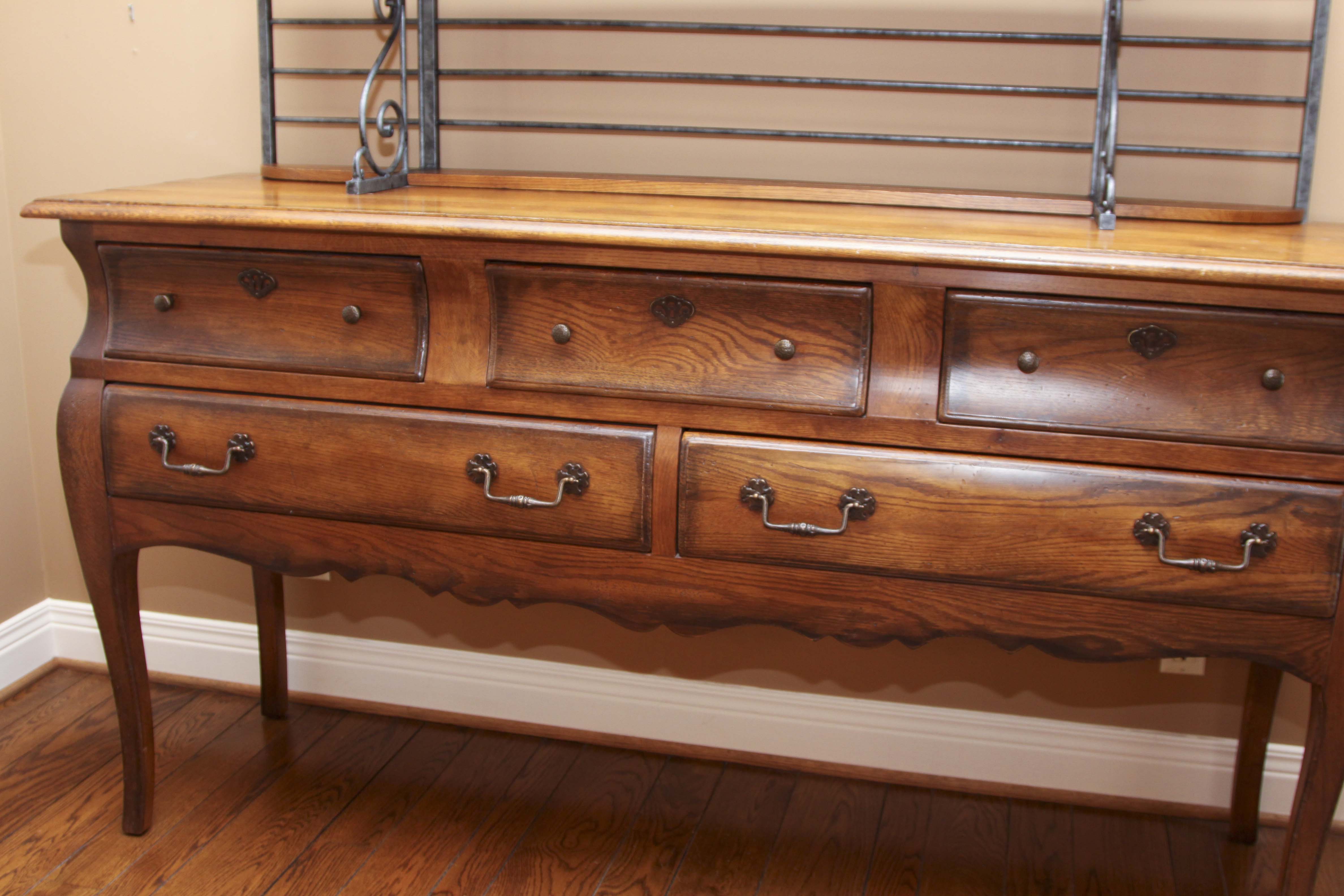 Henredon Sideboard with Metal Baker's Rack