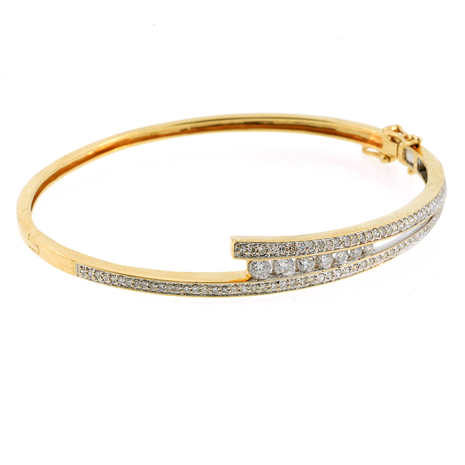 14K Yellow Yellow Gold and Diamond Bangle Bracelet