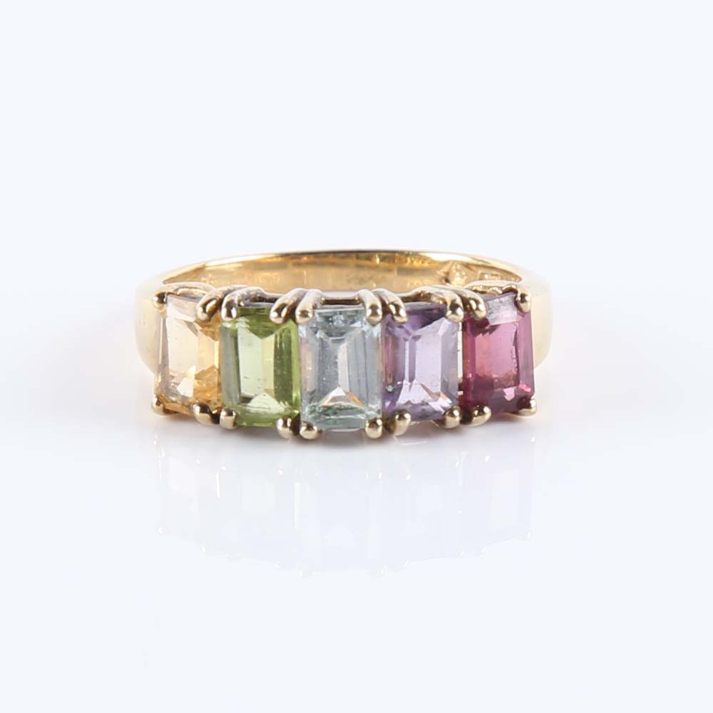 Sterling Silver Multi Gemstone Ring