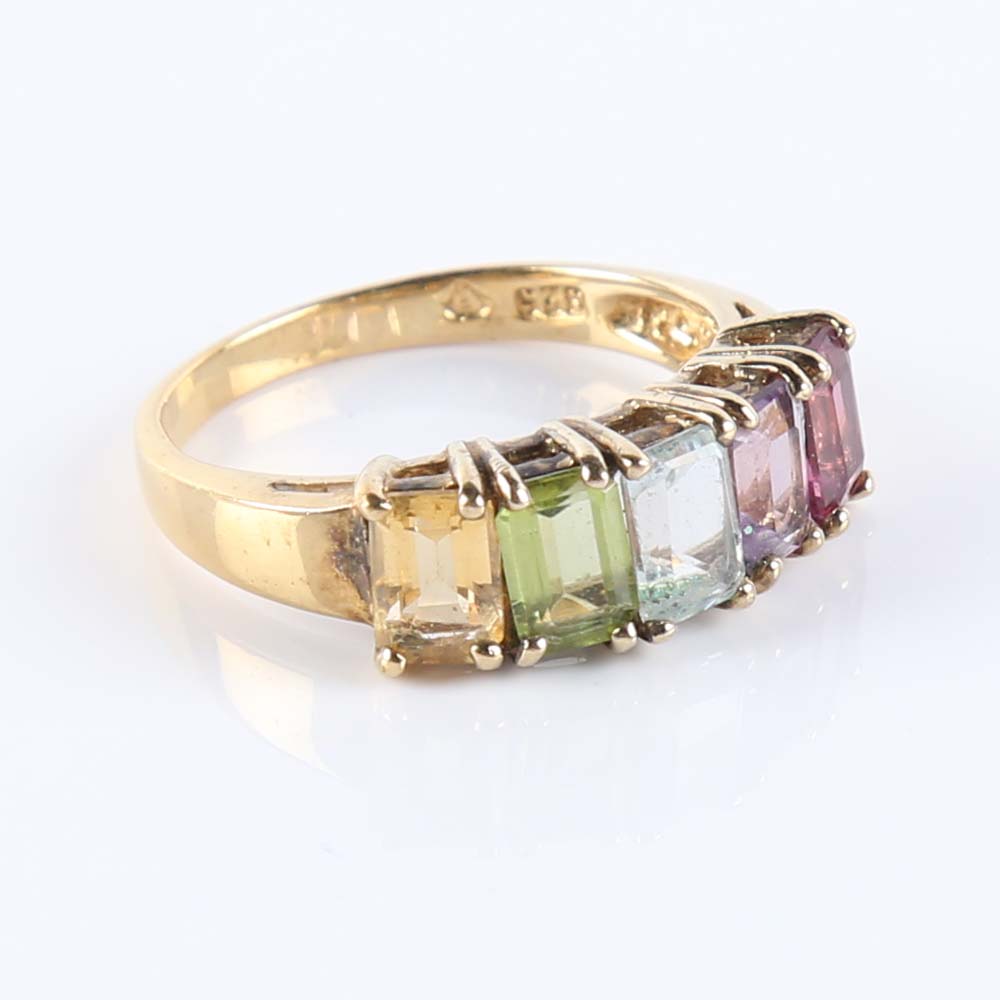Sterling Silver Multi Gemstone Ring