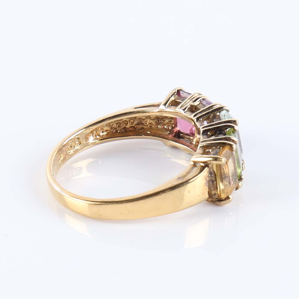 Sterling Silver Multi Gemstone Ring