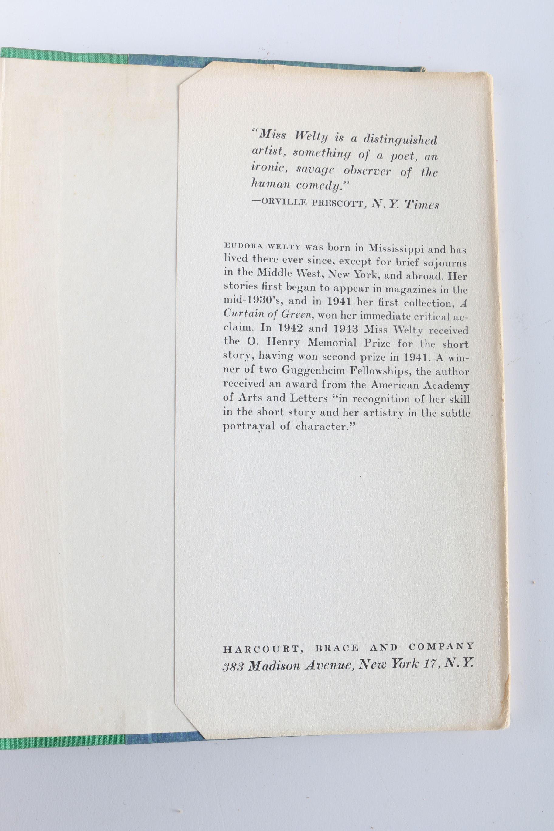 Signed Eudora Welty First Edition "The Bride of Innisfallen"