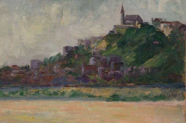 Dora McCollister Original Double-Sided Oil Painting on Mt. Adams, Cincinnati