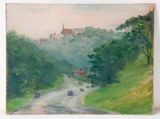 Dora McCollister Original Double-Sided Oil Painting on Mt. Adams, Cincinnati