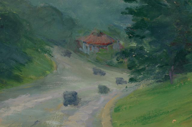 Dora McCollister Original Double-Sided Oil Painting on Mt. Adams, Cincinnati