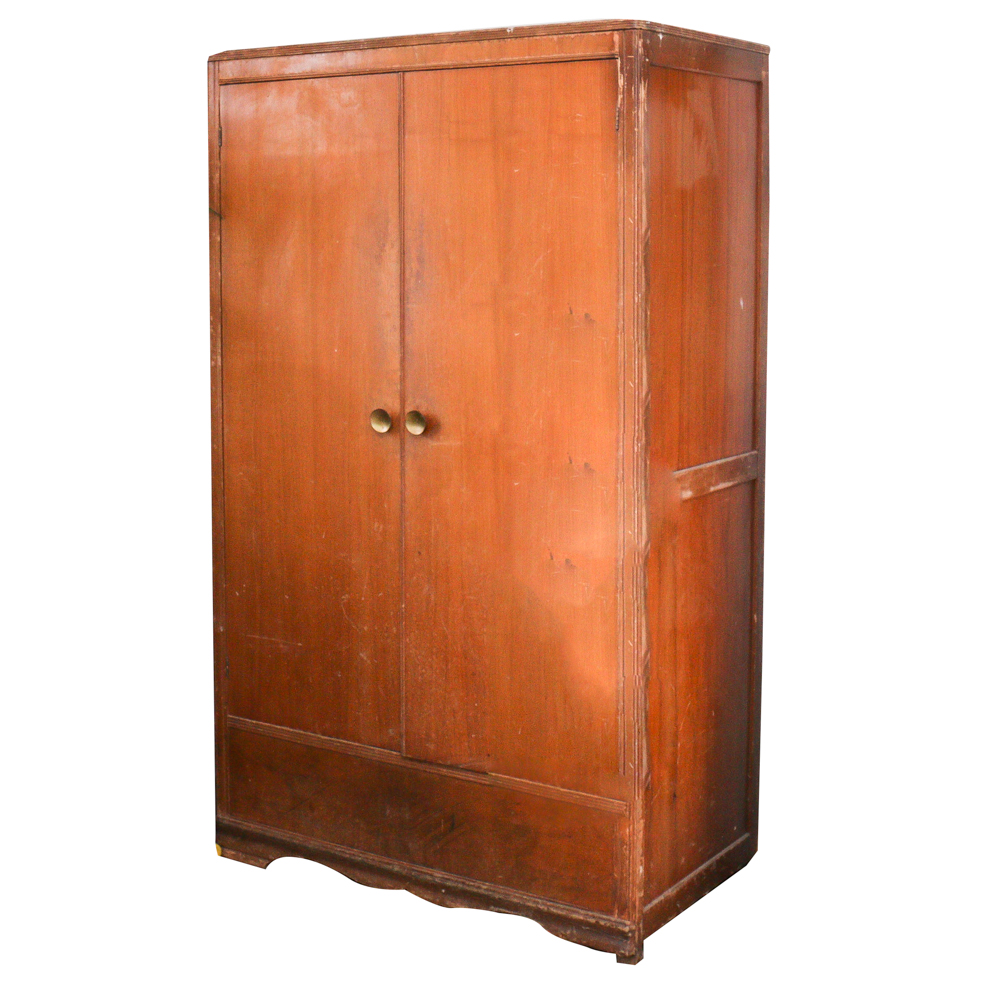 Vintage Cedar-Lined Wardrobe with Hunting Equipment