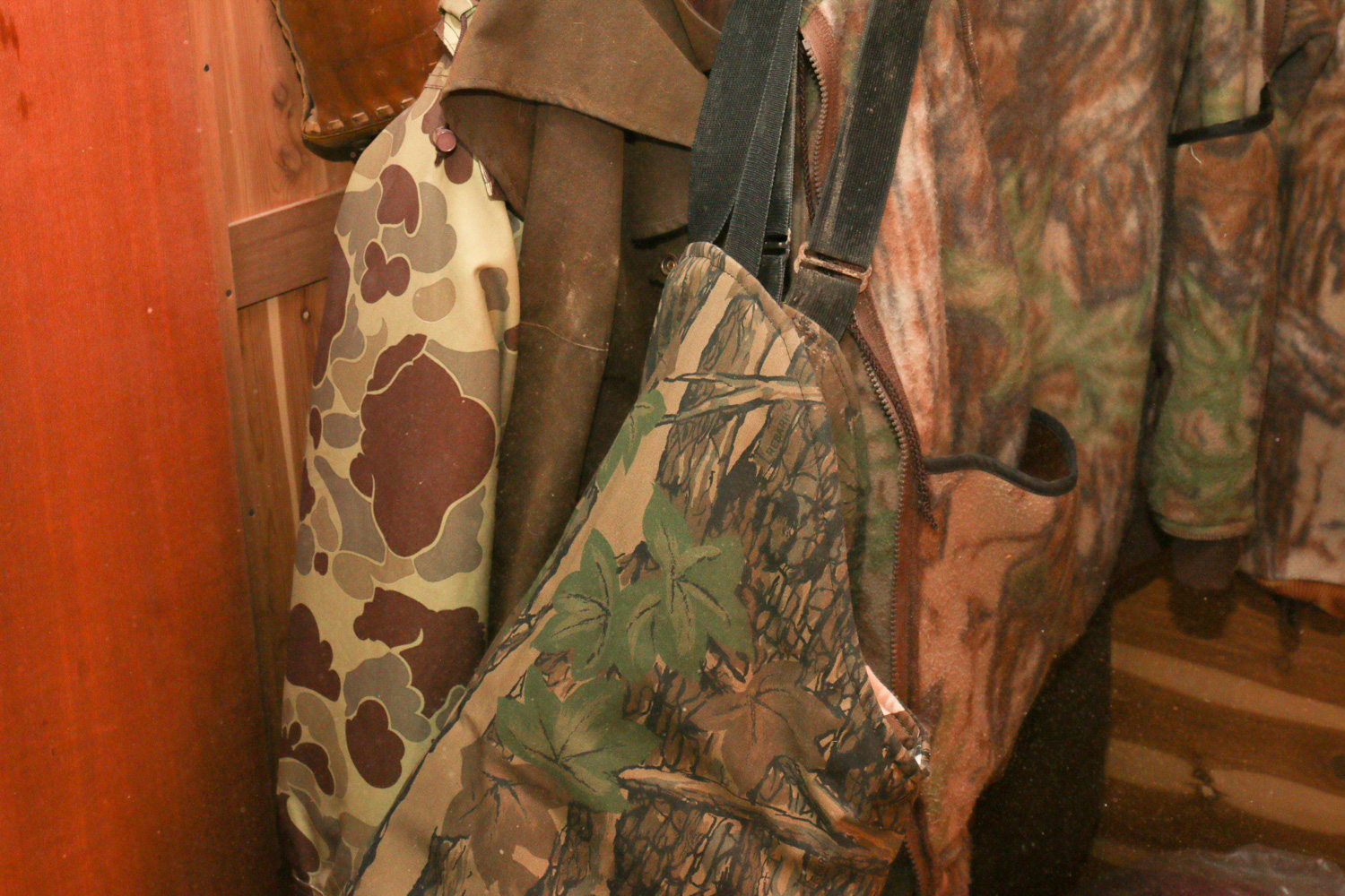 Vintage Cedar-Lined Wardrobe with Hunting Equipment