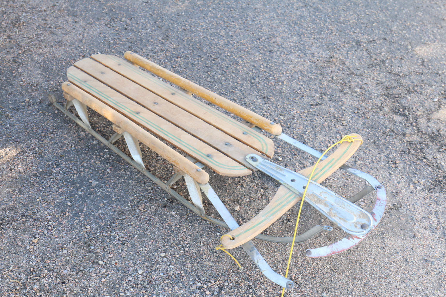 Pair of Vintage Wood and Metal Runner Sleds EBTH