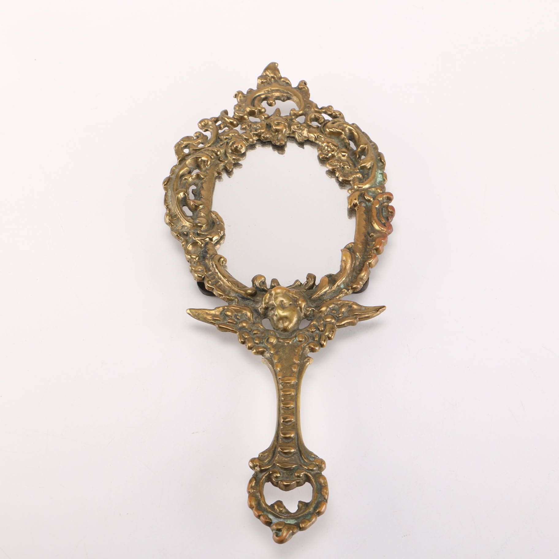 Vintage Brass Hand Mirror