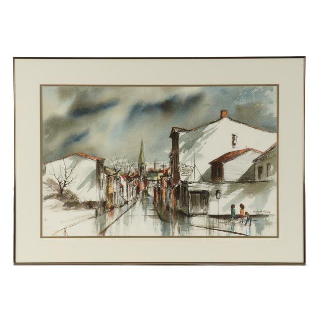 Robert Fabe Original Watercolor of Cincinnati Cityscape