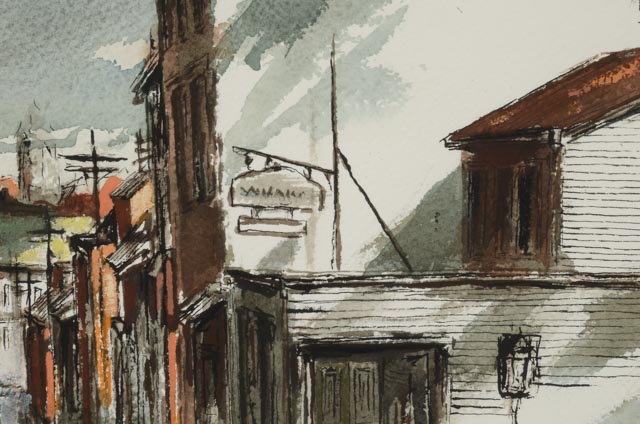 Robert Fabe Original Watercolor of Cincinnati Cityscape