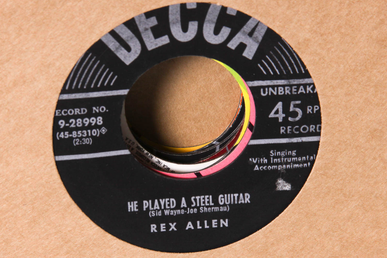 Collection of Vintage Rex Allen 45 rpm Records