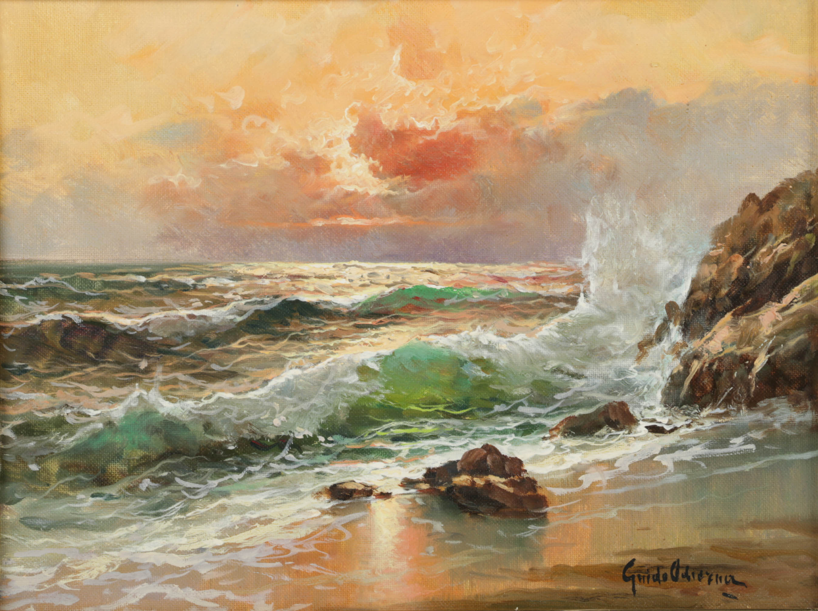 Guido Odierna Oil Painting on Canvas Seascape