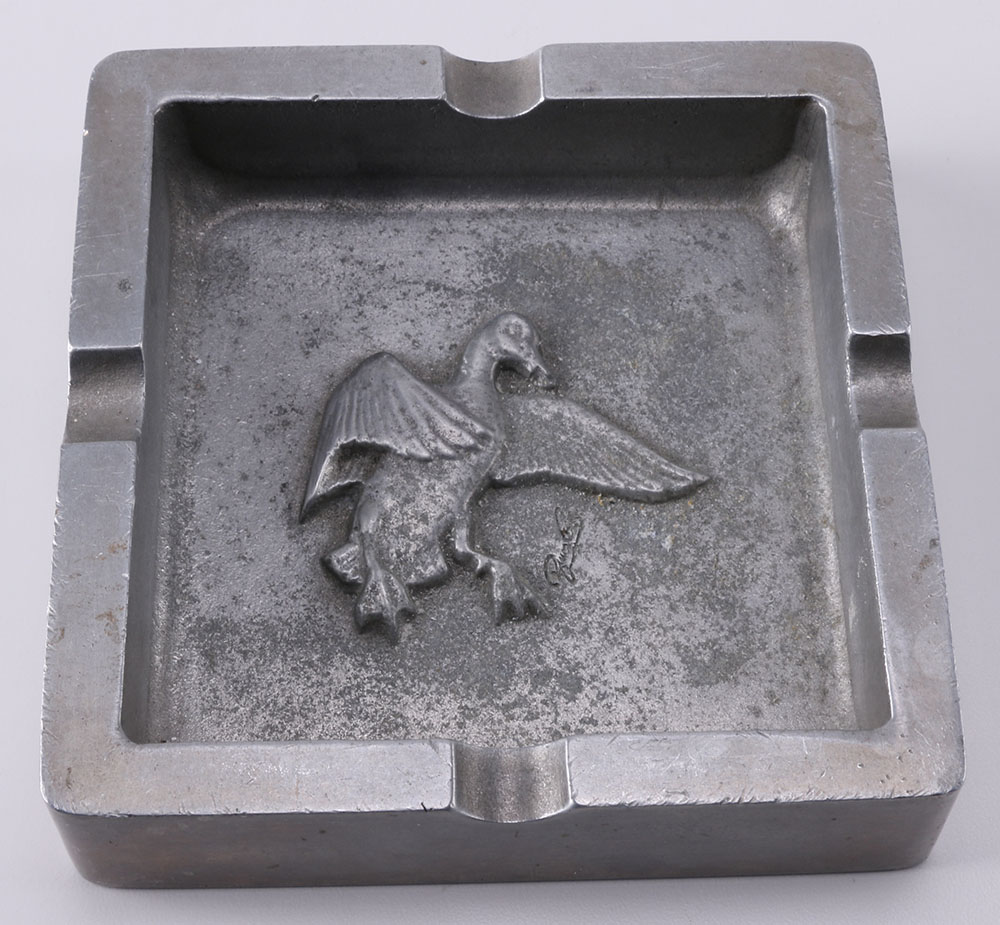 Duck Themed Pewter Ashtrays and Cigarette Case